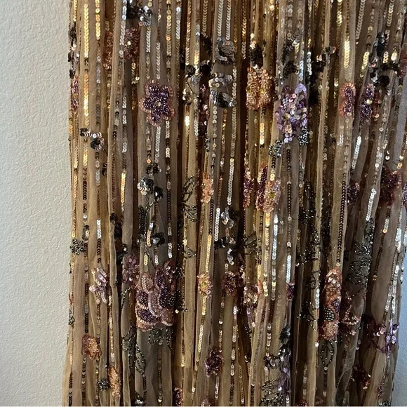 Mac Duggal Floral Sequins Flounce Sleeve V Neck Gown Copper 5637 NWT - Picture 7 of 9